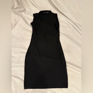 PrettyLittleThing Black Ribbed Midi Dress